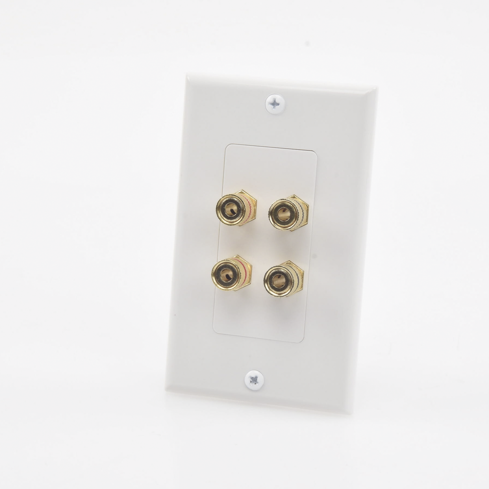 Placa de Pared | Postes de Unión Tipo Banana | Conexión para 2 Altavoces | Fácil Instalación | Conectores Chapados en Oro