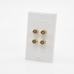 Placa de Pared | Postes de Unión Tipo Banana | Conexión para 2 Altavoces | Fácil Instalación | Conectores Chapados en Oro