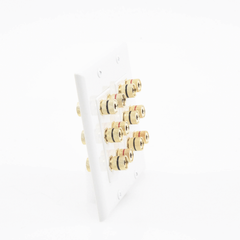 Placa de Pared | Postes de Unión Tipo Banana | Conexión para 6 Altavoces | Fácil Instalación | Conectores Chapados en Oro