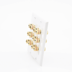 Placa de Pared | Postes de Unión Tipo Banana | Conexión para 6 Altavoces | Fácil Instalación | Conectores Chapados en Oro