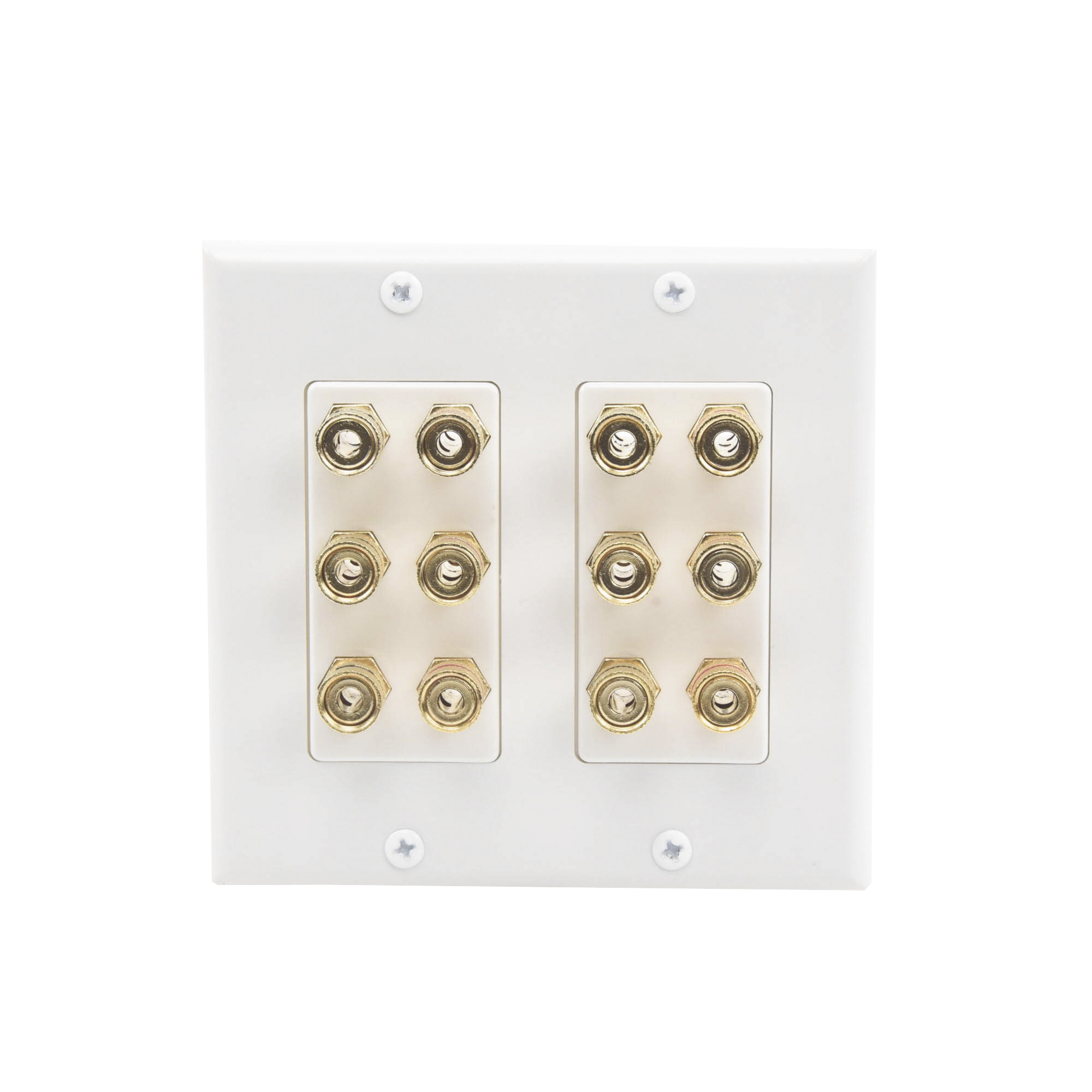 Placa de Pared | Postes de Unión Tipo Banana | Conexión para 6 Altavoces | Fácil Instalación | Conectores Chapados en Oro
