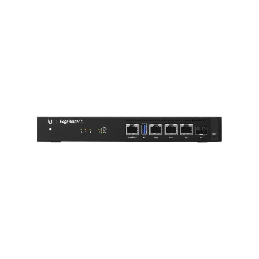 EdgeRouter 4, con 3 puertos 10/100/1000 Mbps + 1 puerto SFP, con funciones avanzadas de ruteo
