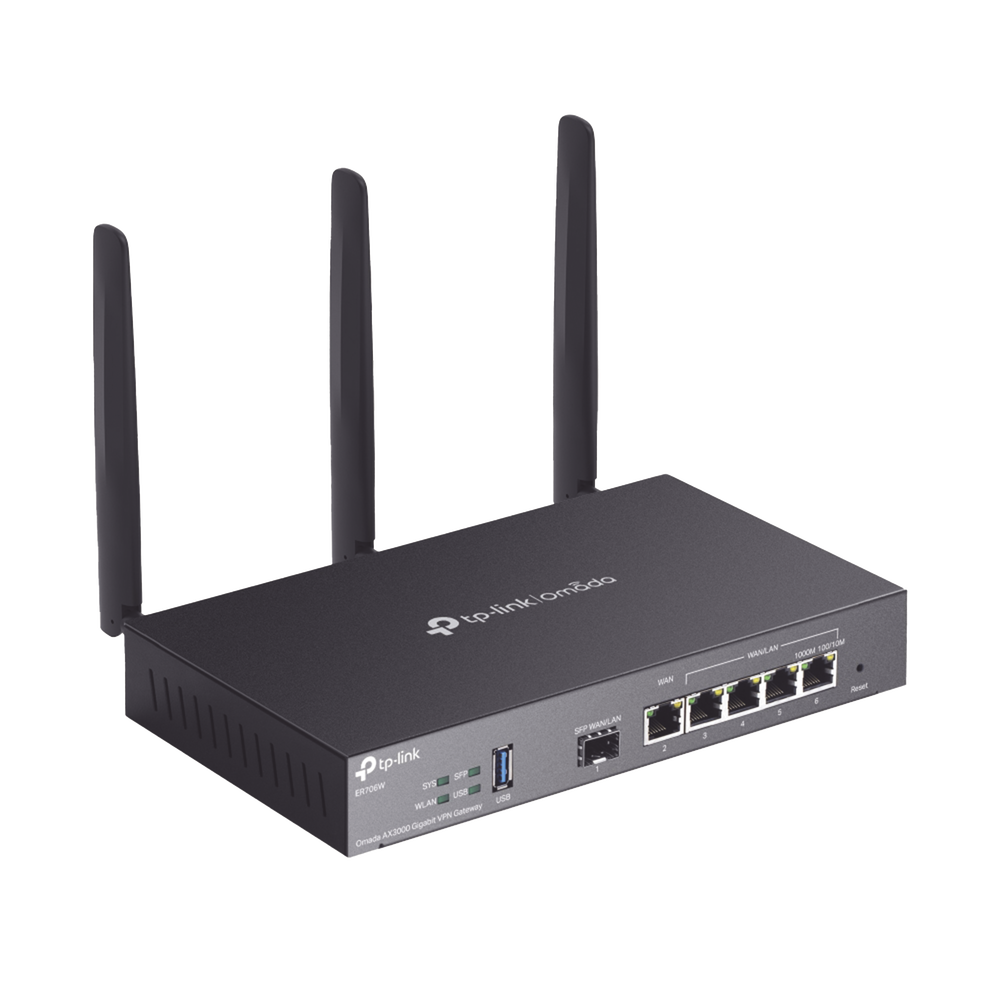 Router Omada VPN / SDN Multi-WAN Gigabit / 1 Puerto WAN SFP Gigabit / 1 Puerto WAN RJ45 Gigabit / 2 Puertos LAN RJ45 Gigabit / 2 Puertos Configurables LAN/WAN / 150,000 Sesiones Concurrentes / Administración Centralizada Omada o Stand-Alone