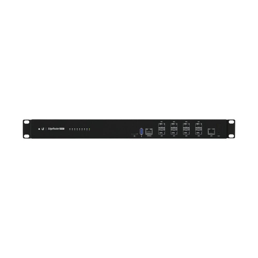 EdgeRouter INFINITY de 8 puertos SFP+ 10 G + 1 puerto RJ45 Gigabit, throughput 80 Gbps, 16 núcleos y 16 GB RAM , fuentes de alimentación modulares Hot-Swappable