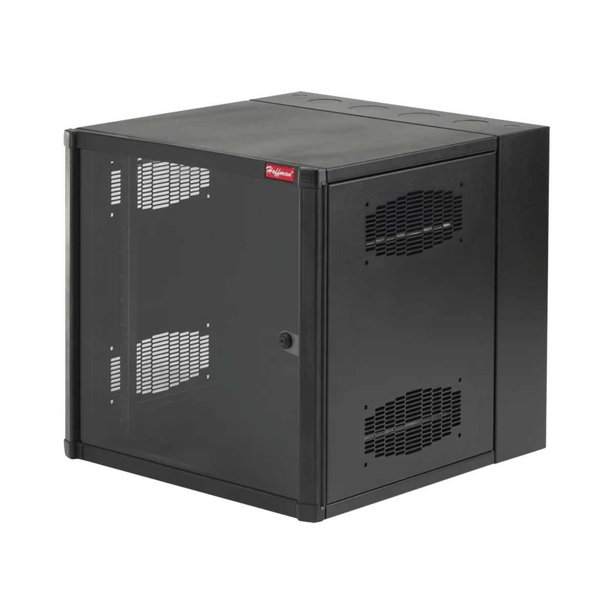 Gabinete AccessPlus de 12 UR Montaje en Pared de 19in, Rieles Numerados y Roscados #10-32, Puerta con Ventana de Seguridad, 600 mm de Ancho, 637 mm de Profundidad, Color Negro