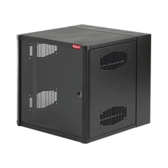 Gabinete AccessPlus de Montaje en Pared de 19in, Rieles Numerados y Roscados #10-32, Puerta con Ventana de Seguridad, 600 mm de Ancho, 637 mm de Profundidad, 19 UR, Color Negro
