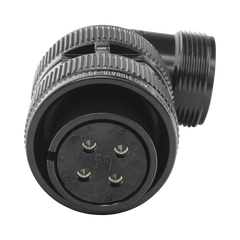 Conector Plug en Ángulo Recto de 4 Contactos Hembra Soldables para Radio de Locomotora.