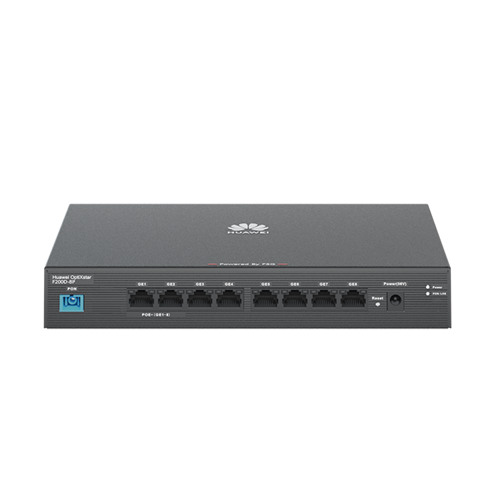 HUAWEI MiniFTTO - ONU PoE / 8 puertos 10/100/1000Mbps PoE + 1  PON (SC/UPC)/ Downstream 2.488 Gbps / Upstream 1.244 Gbps / modo puente / 120 W/ Administración Nube