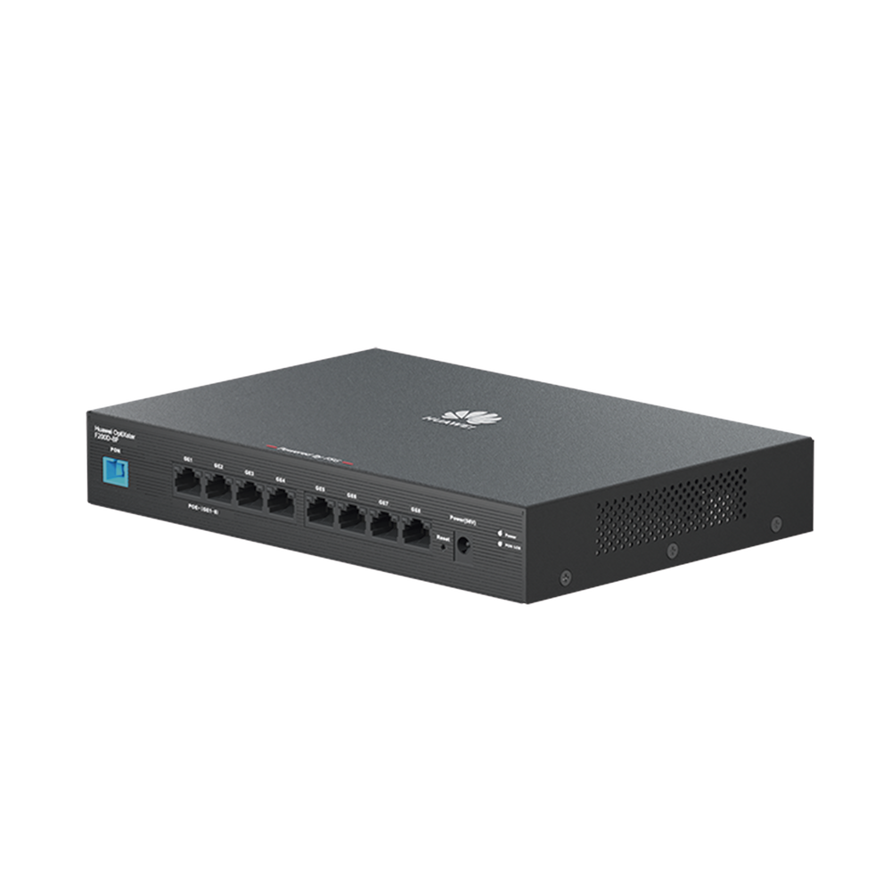 HUAWEI MiniFTTO - ONU PoE / 8 puertos 10/100/1000Mbps PoE + 1  PON (SC/UPC)/ Downstream 2.488 Gbps / Upstream 1.244 Gbps / modo puente / 120 W/ Administración Nube