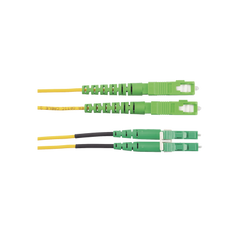 Jumper de Fibra Optica Monomodo 9/125 OS2, SC/APC-LC/APC Duplex, OFNR (Riser), Color Amarillo, 2 Metros (6.56 Pies)