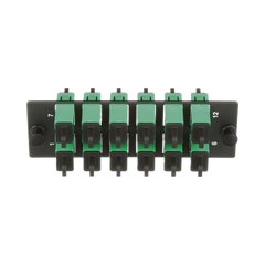 Placa Acopladora de Fibra Optica FAP, Con 12 Conectores SC/APC (12 Fibras), Para Fibra Monomodo OS1/OS2, Color Verde