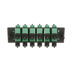 Placa Acopladora de Fibra Optica FAP, Con 12 Conectores SC/APC (12 Fibras), Para Fibra Monomodo OS1/OS2, Color Verde