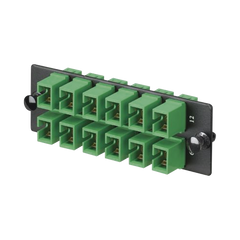 Placa Acopladora de Fibra Optica FAP, Con 12 Conectores SC/APC (12 Fibras), Para Fibra Monomodo OS1/OS2, Color Verde