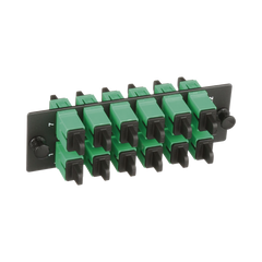 Placa Acopladora de Fibra Optica FAP, Con 12 Conectores SC/APC (12 Fibras), Para Fibra Monomodo OS1/OS2, Color Verde