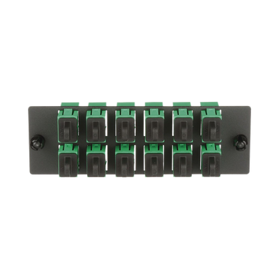 Placa Acopladora de Fibra Optica FAP, Con 12 Conectores SC/APC (12 Fibras), Para Fibra Monomodo OS1/OS2, Color Verde