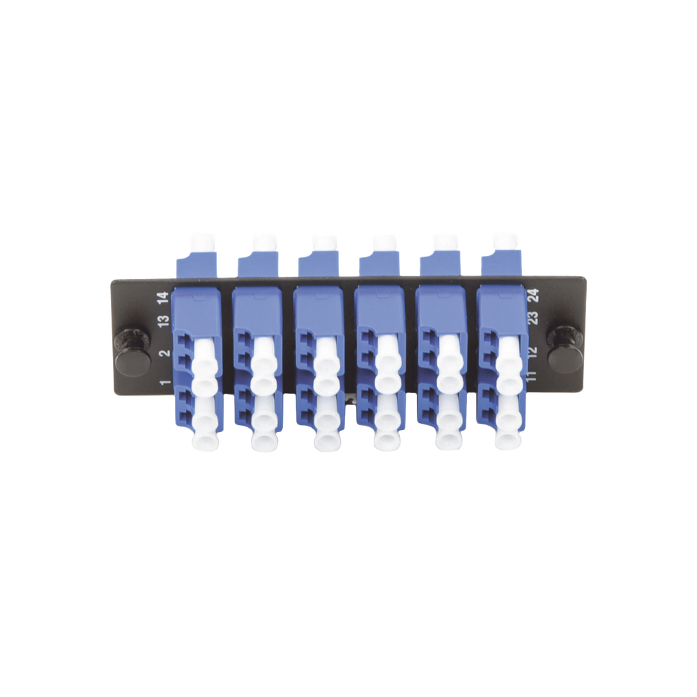 Placa Acopladora de Fibra Optica FAP, Con 12 Conectores LC Duplex (24 Fibras), Para Fibra Monomodo OS1/OS2, Color Azul