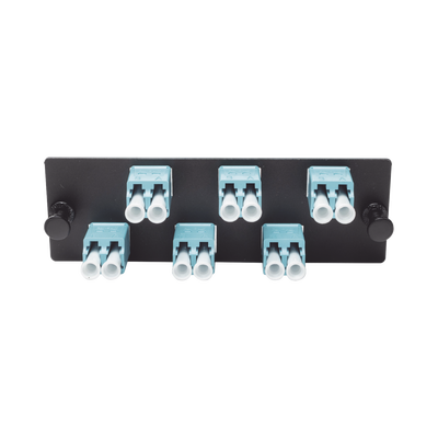Placa Acopladora de Fibra Optica FAP, Con 6 Conectores LC Duplex (12 Fibras), Para Fibra Multimodo OM3/OM4, Color Aqua