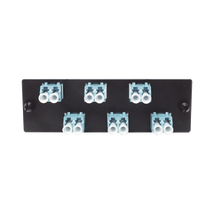 Placa Acopladora de Fibra Optica FAP, Con 6 Conectores LC Duplex (12 Fibras), Para Fibra Multimodo OM3/OM4, Color Aqua