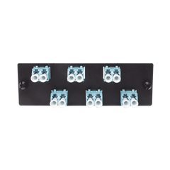 Placa Acopladora de Fibra Optica FAP, Con 6 Conectores LC Duplex (12 Fibras), Para Fibra Multimodo OM3/OM4, Color Aqua