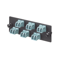 Placa Acopladora de Fibra Optica FAP, Con 6 Conectores LC Duplex (12 Fibras), Para Fibra Multimodo OM3/OM4, Color Aqua