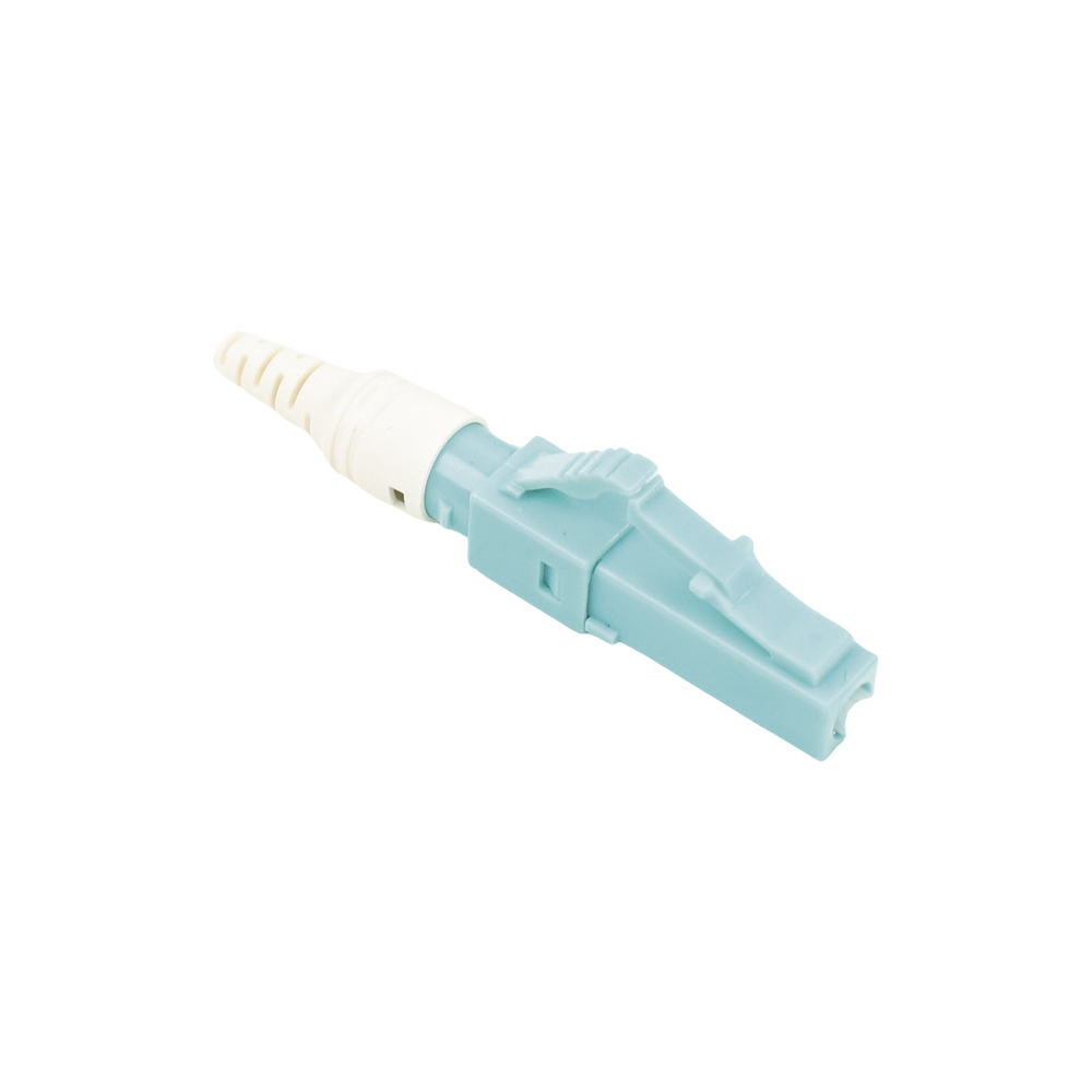 Conector de Fibra Óptica Pre-Pulido LightBow LC Simplex, Multimodo 50/125 (OM3/OM4), Re-Terminable, Color Aqua