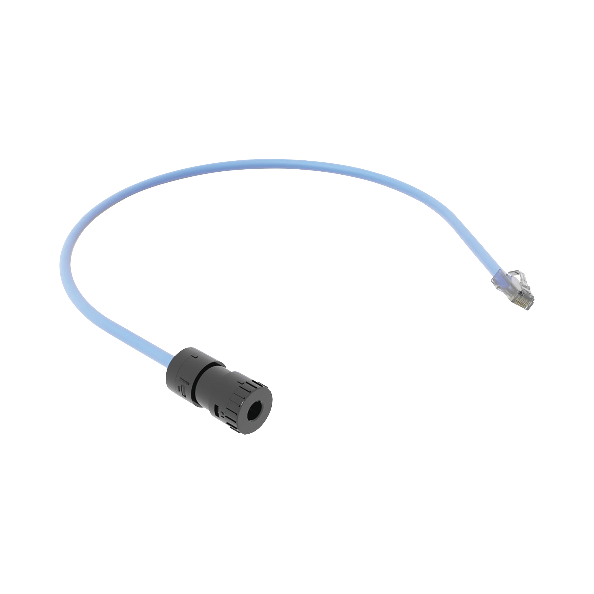 Cable de Conexión en Campo Jack a Plug RJ45, Categoría 6A, CMP (Plenum), 0.5 Metros (1.64 Pies), Color Azul
