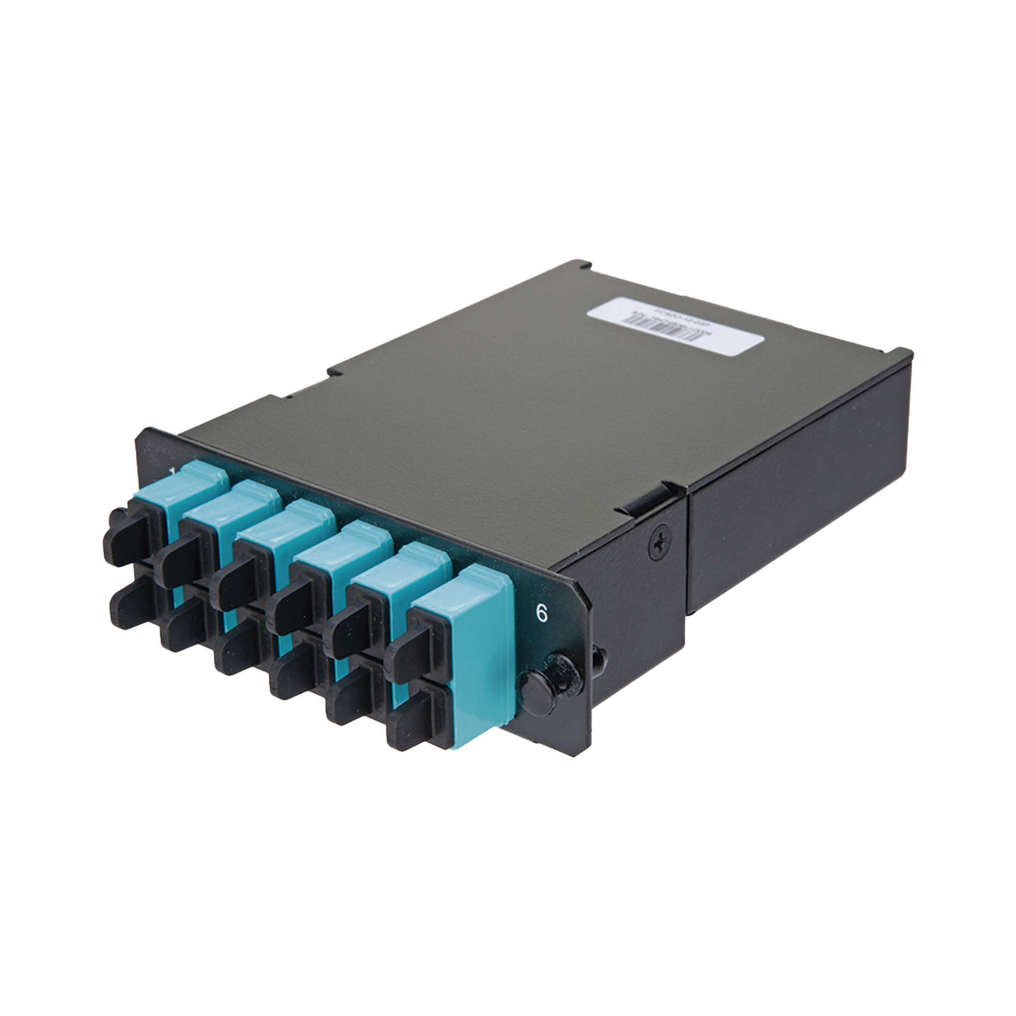 Placa Acopladora de Fibra Óptica FAP, Con 12 Pigtails y 6 Conectores SC Duplex (12 Fibras), Para Fibra Multimodo OM3/OM4, Color Aqua
