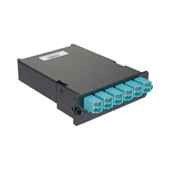 Placa Acopladora de Fibra Óptica FAP, Con 12 Pigtails y 6 Conectores LC Duplex (12 Fibras), Para Fibra Multimodo OM3/OM4, Color Aqua