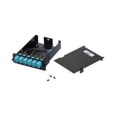 Placa Acopladora de Fibra Óptica FAP, Con 12 Pigtails y 6 Conectores LC Duplex (12 Fibras), Para Fibra Multimodo OM3/OM4, Color Aqua