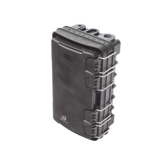 Caja de Distribución de Fibra Óptica para 24 Empalmes, con 8 acopladores SC/APC simplex, Exterior IP65, Color Negro