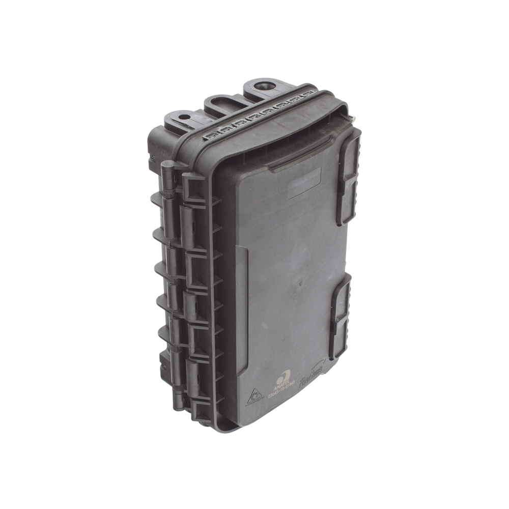 Caja de Distribución de Fibra Óptica para 24 Empalmes, con 8 acopladores SC/APC simplex, Exterior IP65, Color Negro