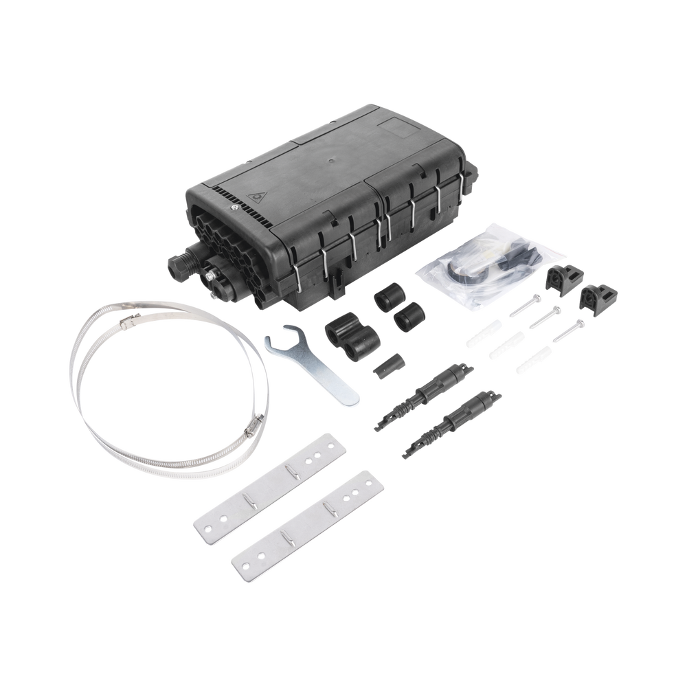 Caja de Distribución de Fibra Óptica para 48 Empalmes con 16 Acopladores SC/APC, Enterrado Directo, IP68