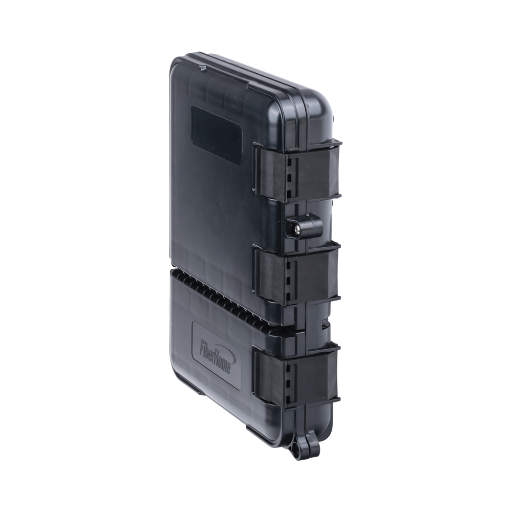 Caja de Distribución de Fibra Óptica para 24 Empalmes, con 8 Acopladores SC/APC Simplex, Exterior IP55, Color Negro