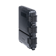 Caja de Distribución de Fibra Óptica para 24 Empalmes, con 8 Acopladores SC/APC Simplex, Exterior IP55, Color Negro