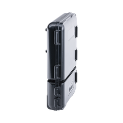 Caja de Distribución de Fibra Óptica para 24 Empalmes, con 8 Acopladores SC/APC Simplex, Exterior IP55, Color Negro