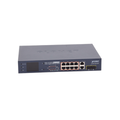 Switch PoE+ / Distancia 250 Metros / 8 Puertos + 2 Combo TP/SFP Gigabit y Pantalla LCD Para Monitoreo