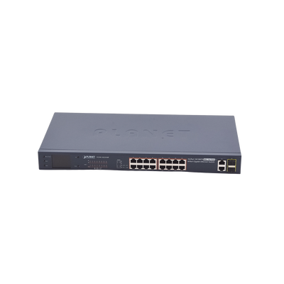 Switch No Administrable PoE+ Extender, Aislamiento VLAN de 16 Puertos +, 2 Combo TP/SFP Gigabit y Pantalla
