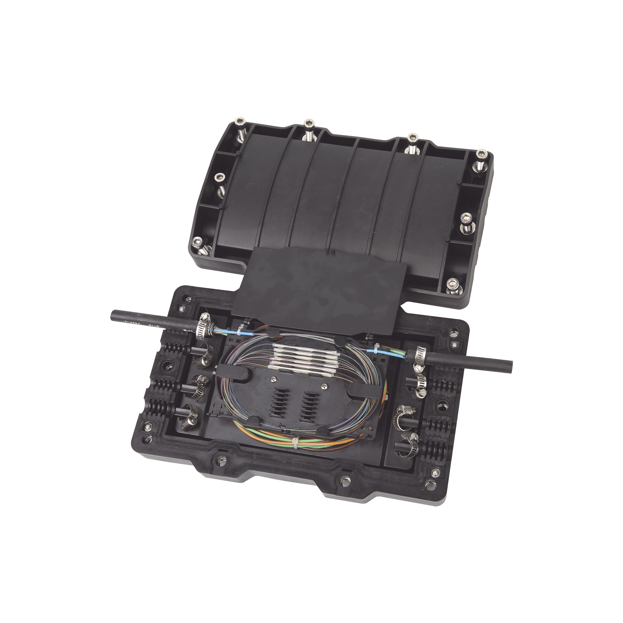 Caja de Distribución de Fibra Óptica Horizontal, hasta 48 Empalmes, Exterior IP68