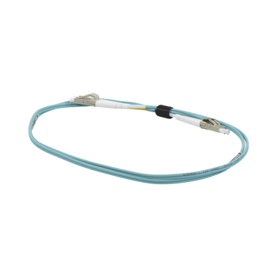 Jumper de Fibra Óptica Multimodo 50/125 OM3 XGLO, LC-LC Duplex, OFNR, Color Aqua, 1 Metro