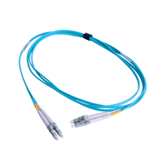 Jumper de Fibra Óptica Multimodo 50/125 OM3 XGLO, LC-LC Duplex, OFNR, Color Aqua, 1 Metro