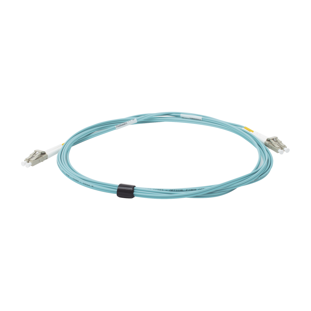 Jumper de Fibra Óptica Multimodo 50/125 XGLO OM3, LC-LC Duplex, OFNR, Color Aqua, 3 Metros (9.84 Pies)