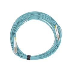 Jumper de Fibra Óptica Multimodo 50/125 XGLO OM3, LC-LC Duplex, OFNR, Color Aqua, 15 Metros