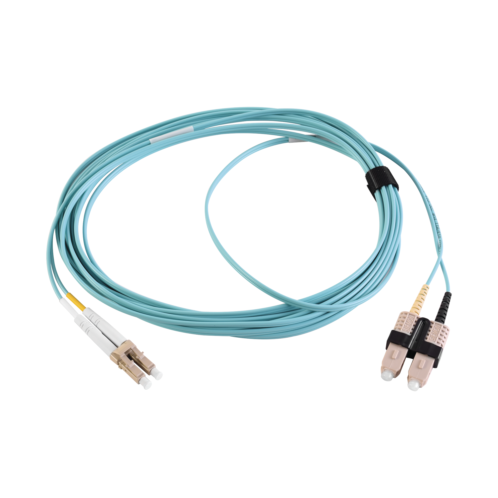Jumper de Fibra Óptica Multimodo 50/125 XGLO OM3, LC-SC Duplex, OFNR, Color Aqua, 2 Metros (6.56 Pies)