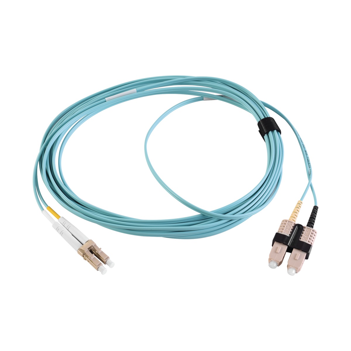 Jumper de Fibra Óptica Multimodo 50/125 XGLO OM3, LC-SC Duplex, OFNR, Color Aqua, 2 Metros (6.56 Pies)