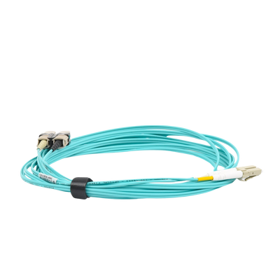 Jumper de Fibra Óptica Multimodo 50/125 XGLO OM3, LC-SC Duplex, OFNR, Color Aqua, 5 Metros