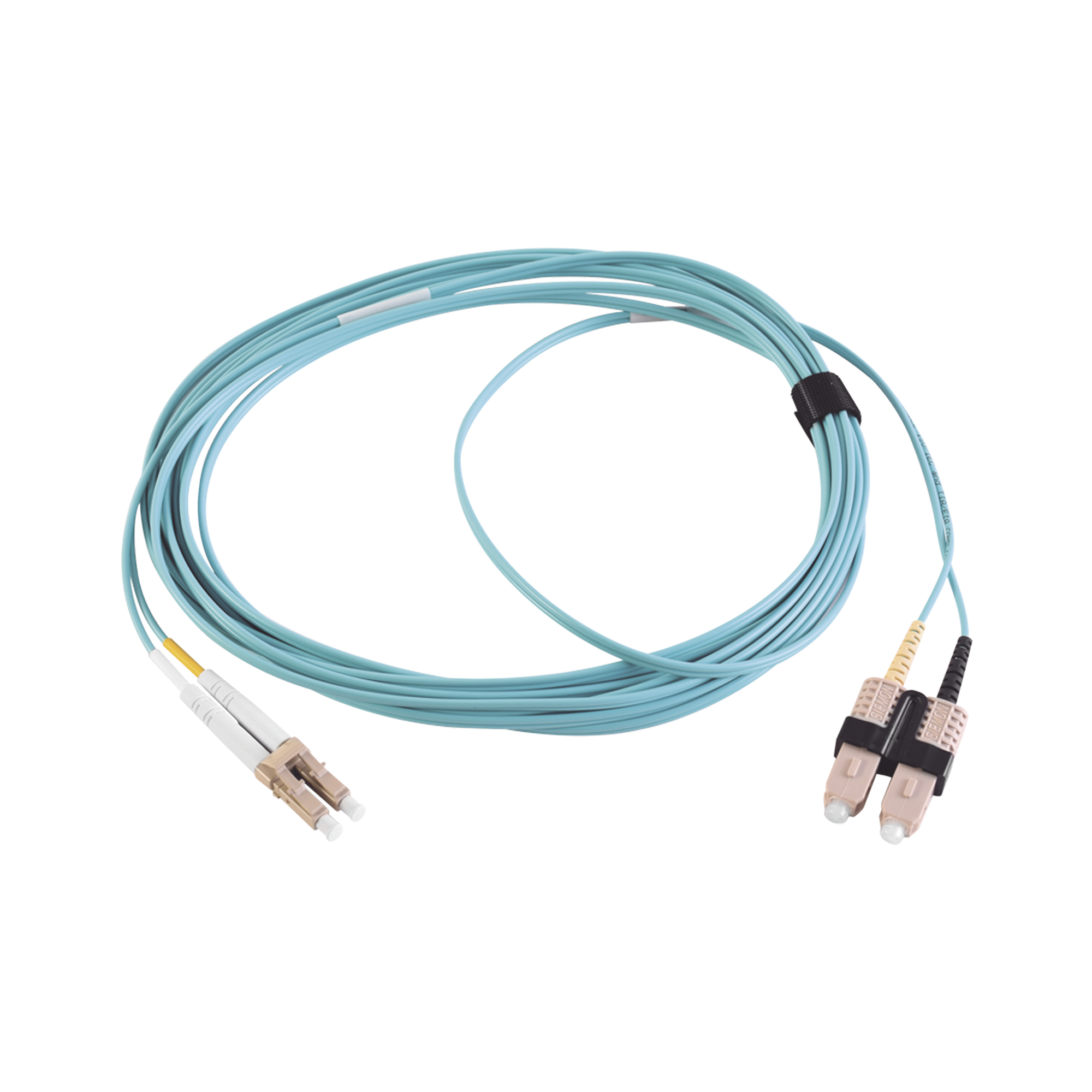 Jumper de Fibra Óptica Multimodo 50/125 XGLO OM3, LC-SC Duplex, OFNR, Color Aqua, 5 Metros (16.40 Pies)