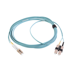 Jumper de Fibra Óptica Multimodo 50/125 XGLO OM3, LC-SC Duplex, OFNR, Color Aqua, 5 Metros