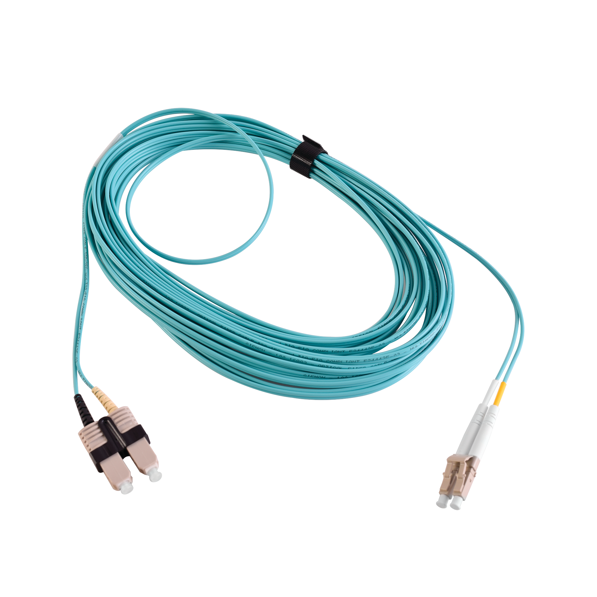 Jumper de Fibra Óptica Multimodo 50/125 XGLO OM3, LC-SC Duplex, OFNR, Color Aqua, 10 Metros (32.81 Pies)