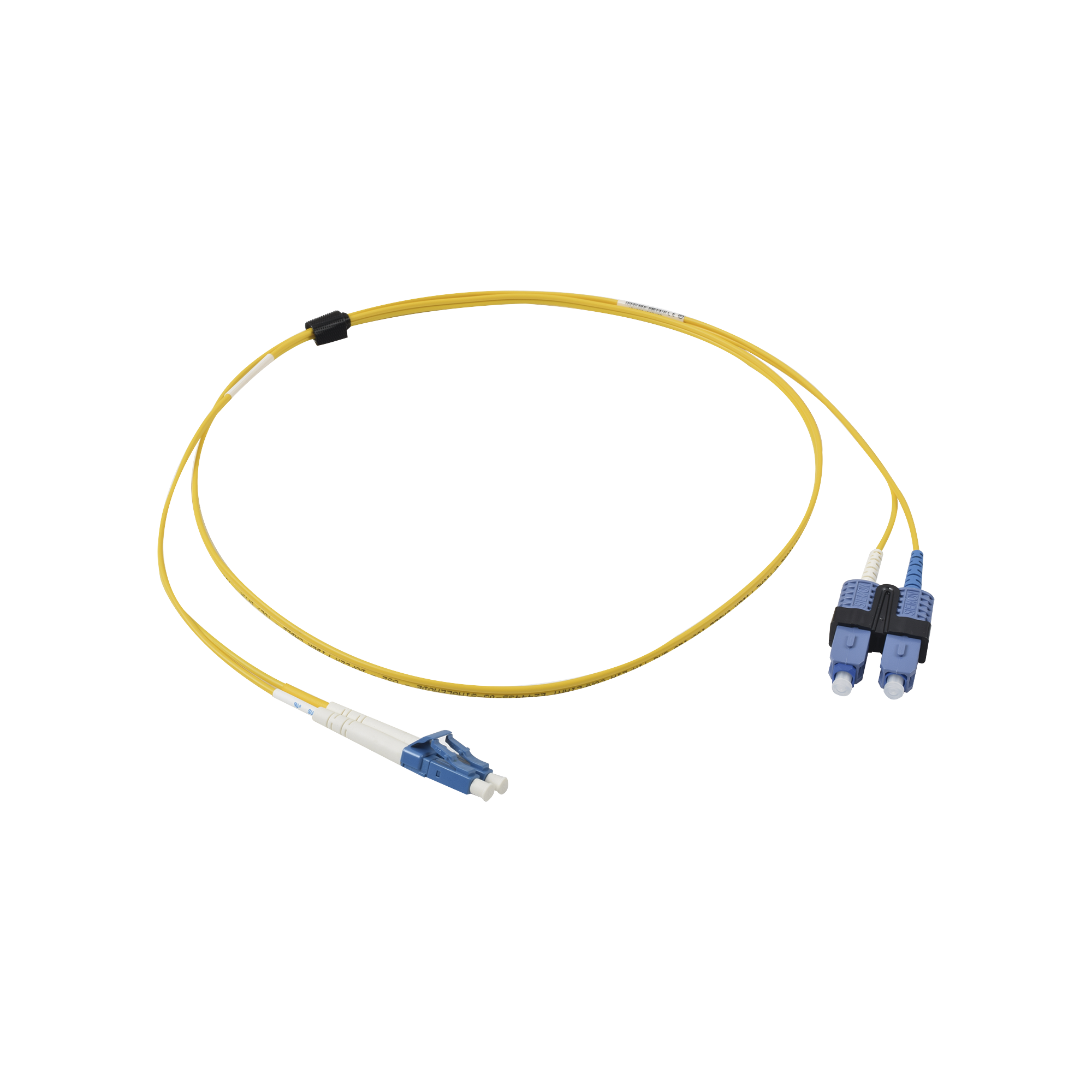 Jumper de Fibra Óptica Monomodo (OS2), XGLO, Riser, LC/UPC-SC/UPC Duplex, OFNR, Color Amarillo, 1 Metro (3.28 Pies)