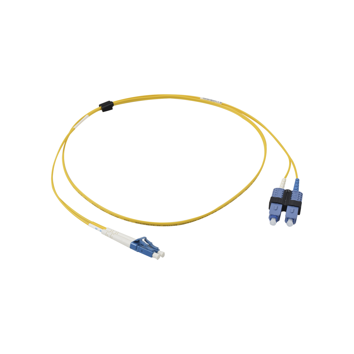 Jumper de Fibra Óptica Monomodo (OS2), XGLO, Riser, LC/UPC-SC/UPC Duplex, OFNR, Color Amarillo, 1 Metro (3.28 Pies)